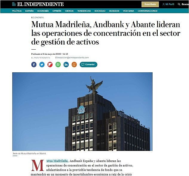 Mutua Madrilea, Andbank y Abante lideran las operaciones de concentracin en el sector de gestin de activos